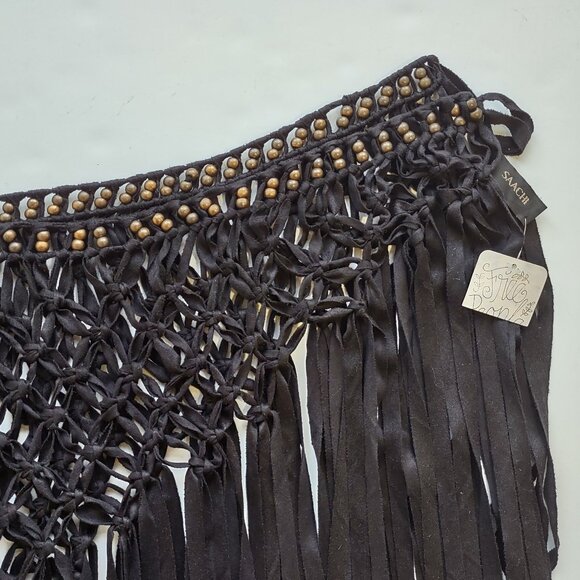 NWT Free People Heart of Gold Black Fringe Shawl Boho Western Festival One Size - Picture 9 of 10